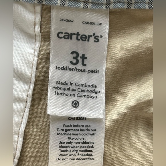 Carter’s Toddler Boys Khaki Flat Front Dress Shorts 3T - Picture 4 of 4